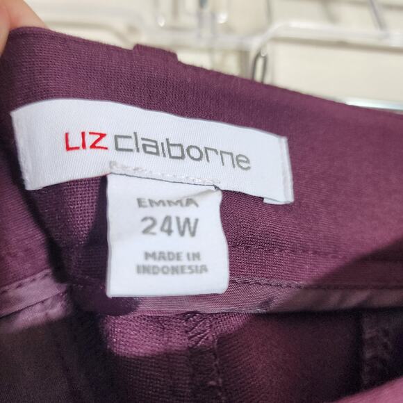 Liz Claiborne NWT Emma maroon mid-rise slim leg ankle pants woman's size 24W - Picture 2 of 13